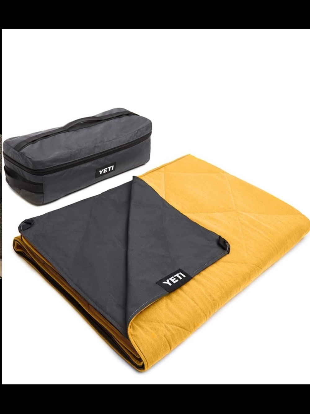 Yeti Lowlands Reversible Quilted Blanket - Mustard & Charcoal